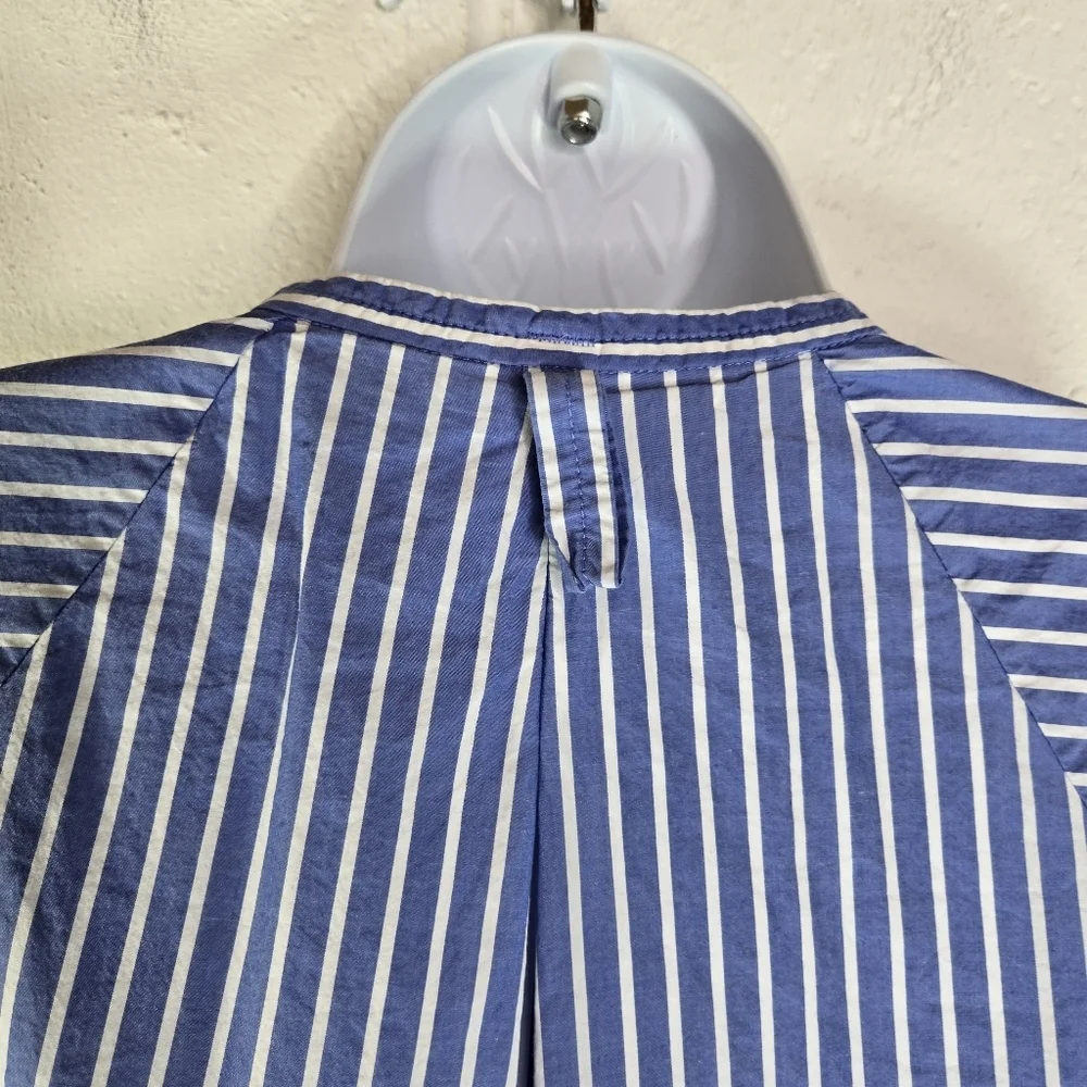 COS Voluminous Poplin Blue White Striped Balloon Oversized Long Midi Dress - Picture 11 of 16